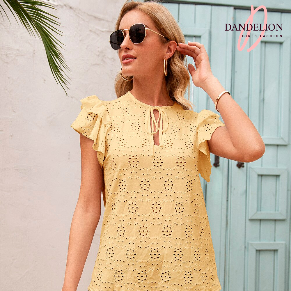 Blusa Juvenil Casual Holgada Tela Calada Con Cordones Dandelion