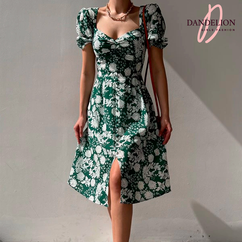 Vestido Casual Semi Largo Abierto Floral – Dandelion